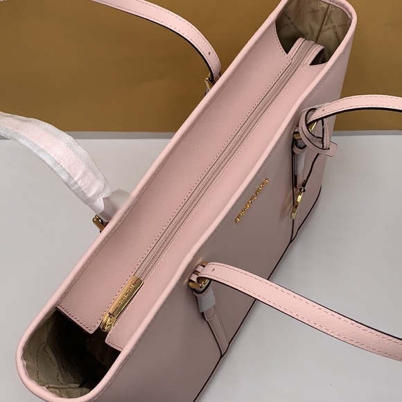 MICHAEL KORS POWDER BLUSH COLOR JET SET TRAVEL LARGE SAFFIANO LEATHER TOTE BAG - Picture 8 of 15